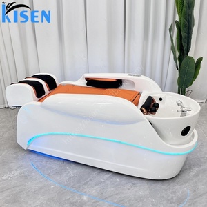 KISEN Fauteuil de lavage de cheveux électrique professionnel moderne en cuir synthétique et table de massage pour salons, spas et hôtels - Product Image 4