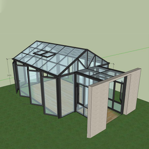 2020 Nouveau Personnalisé Jardin D'hiver Pignon Solariums Avec Verre Allée Bi Porte Pliante En Verre Trempé À Faible émissivité - Product Image 2