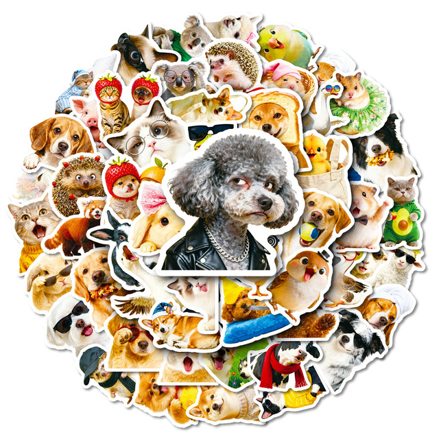 Wholesale 56pcs Phone Case Stickers, Cute Animal Meme Vinyl Decals for DIY Crafts