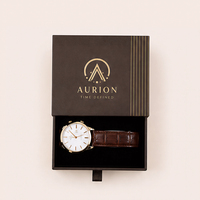 Boîtes d'emballage de bijoux personnalisées de luxe avec impression à chaud, boîte cadeau coulissante pour montre avec ruban