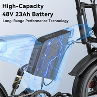 Vélo électrique à pneus larges 20*4.0, entrepôt UE Allemagne, 48V23AH, freins hydrauliques, double moteur 750/250W*2