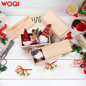 WOQI bitmemiş çam ahşap kare saklama kutusu sürgülü kapak Vintage hatıra kart konteyner küçük hediye kutusu için sanat hobi DIY zanaat - Product Image 6