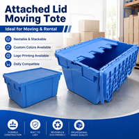 Boîte de rangement et de transport en plastique UGET personnalisable avec logo, colorée, empilable, avec couvercle intégré, idéale pour le déménagement – Promotion