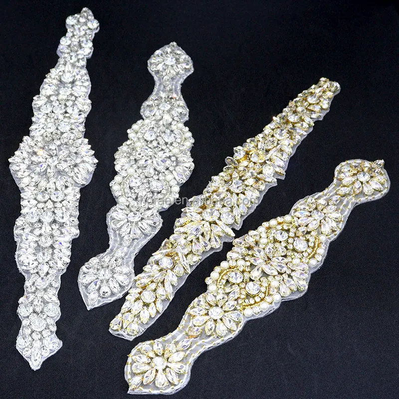 W035 Wholesale Rhinestone Glass Embellishments Crystal Appliques And Trimmings Patches
