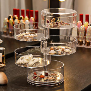 Wholesale Multi-Layer Rotating Storage Box Rack Round Plastic Organizer Jewelry Necklace <strong>Earrings</strong> <strong>Holder</strong> - Product Image 1