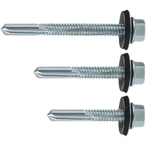 Wholesale Grade 4.8 Stainless Steel Roofing 1-1 / 2" Hex Rubber Washer Head Zinc Self-Drilling Screw With Washers