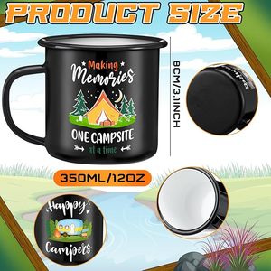 Tasses à café en émail noir personnalisées avec logo personnalisé Gobelets en acier inoxydable avec poignée <span class=keywords><strong>de</strong></span> voyage en camping Dessins traités - Product Image 2