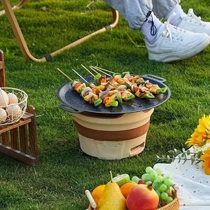 Piastra BBQ Antiaderente Stile Coreano, Griglia Girasole a Doppio Lato con Manici per Campeggio, Compatibile con Fornelli a Induzione e Gas - Product Image 3