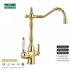 Gold 3-Way Hot/Cold CE Certified Solid Brass Luxury Kitchen Sink Faucet Mixer Flexible Water Tap European Style Antique Bronze - Product Image 1
