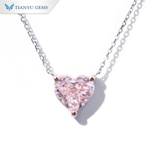 เครื่องประดับ Tianyu อัญมณีสีชมพูรูปหัวใจประดับเพชรพร้อมสร้อยคอจี้วัสดุทองคำขาว14K - Product Image 1