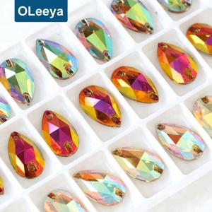 Cristales de Calidad 5A Coloridos en Forma de Pera de 13*18mm, Gemas de Cristal para Coser, Pedrería para Decoración de Vestidos de Novia - Product Image 1