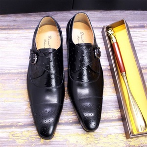 Chaussures en cuir pour hommes classiques et luxueuses à imprimé autruche, avec boucles réglables, bout pointu, pour les fêtes et les mariages - Product Image 6