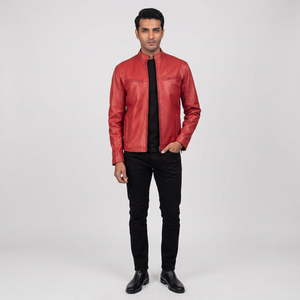 OEM Autumn Casual Outwear for <b>Men</b> Punk Motorcycle Breathable Vintage Washed Leather <b>Jacket</b> with Fashion Collar <b>Long</b> Sleeve - Product Image 1