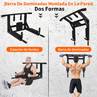 Barre de traction murale multi-prise portable en tube d'acier noir EIGFOH pour entraînement de force à domicile et équipement de fitness intérieur