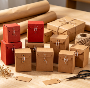 Cord <b>Lock</b> Kraft Paper Storage Box Stackable Multi-spec Cardboard Container for Party Souvenir Handmade Goods Logo Customizable - Product Image 2