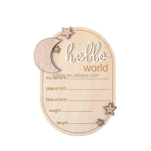 Panneau d'annonce de naissance en bois, bienvenue bébé, plaque de naissance, nom du bébé, accessoires <span class=keywords><strong>photo</strong></span> pour bébé, cartes de développement pour la fête prénatale - Product Image 6