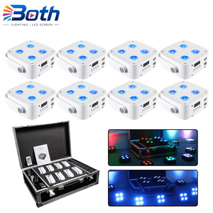 8pcs with case IR4 4X12W Rechargeable LED Wall Wash Uplight RGBWA UV <b>Wireless</b> DMX for Event and Banquet <b>Lighting</b> - Product Image 1
