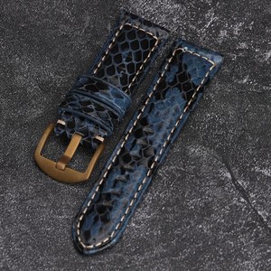 Bracelet de montre en cuir de python fait main de luxe 20-24 mm, bracelet de montre en cuir exotique <span class=keywords><strong>vintage</strong></span> pour homme - Product Image 4