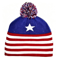 Nouvelle Arrivée Bonnet Tricoté Drapeau du Lesotho pour Femmes et Hommes, Bonnet à Pompon, Chaud et Doux pour l'Hiver, Extensible, Pas Cher, Personnalisable, Vente en Gros