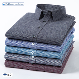 Camicia da uomo a quadri in cotone 100% tinta in filo traspirante Anti Anti-rughe ad asciugatura rapida Anti-Pilling abitudini Homme ODM servizio nuove condizioni - Product Image 2