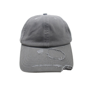 Gorra de béisbol desgastada con agujero desgastado retro americano personalizado para hombre Rock and Roll Soft Top Ripped Dad Hat - Product Image 2