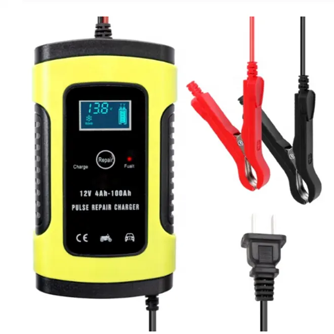 Factory direct sales 12V 5A motorcycle UPS car battery charger pulse repair with LCD charger EU plug USplug Uk plug