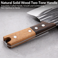 Couteau de boucher moderne en acier inoxydable fait main pour couper la viande et les os, avec manche en bois, adapté à la cuisine