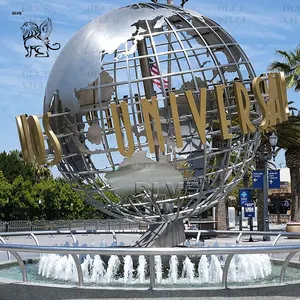 BLVE Customized Outdoor Large Metal Craft Earth Sculpture Famous Square Stainless Steel Globe Sculptures With Letters