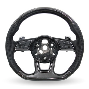 Volant pour <span class=keywords><strong>Audi</strong></span> B9/B8/S3/A7/A5/A4/C7/A3/Q3/A6/C6/<span class=keywords><strong>TT</strong></span>/S4/RS5/RS3/R8/Q5/S5/A8 - Design <span class=keywords><strong>sport</strong></span> en fibre de carbone et cuir - Product Image 6