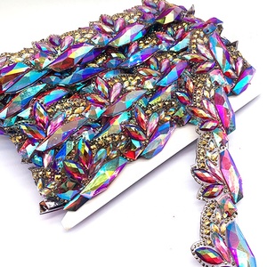 Costumes de carnaval <span class=keywords><strong>Samba</strong></span> faits à la main fer sur rouge AB strass garniture Applique Hot Fix coupe pour Costume artisanat DDAB04 - Product Image 1