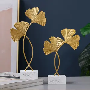 Ins Schmiedeeisen Ginkgo Blatt Ornamente Home Desktop Weins chrank Weiche Dekoration Metall Handwerk Ginkgo Blatt Wand kunst Dekor