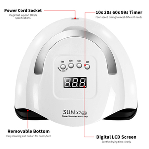 Lampe à ongles UV LED professionnelle SUN X7 MAX 57 LED, séchoir intelligent pour vernis gel, 4 minuteurs, capteur automatique, alimentation électrique, en plastique - Product Image 3