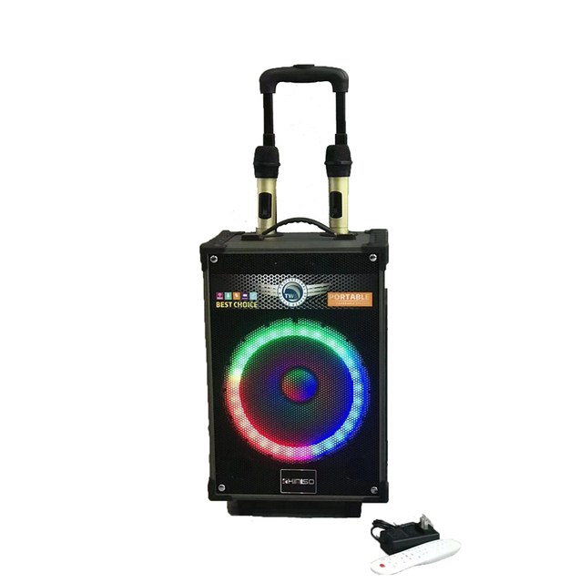 Redwingy QS-910 10 Inch Big Rod Speaker With Double Wireless Microphone Caixa De Som Karaoke Trolley Speaker for Outdoor Party