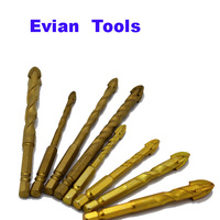 Kit de perçage Evian 1/4 à changement rapide, embout hexagonal, pointe triangulaire, revêtement titane, pour percer le verre, la céramique, la porcelaine et le marbre