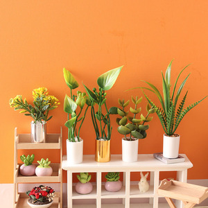 Modèle miniature Mini artificiel en pot en plastique bricolage jouet <span class=keywords><strong>maison</strong></span> de poupée accessoires plante <span class=keywords><strong>verte</strong></span> bonsaï - Product Image 1