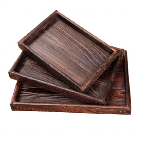 Bandeja de madera para decoración del hogar de diseño único moderno, organizador de esmalte de forma personalizada marrón, bandeja de comida de superficie larga, bandeja de café para Hotel - Product Image 1