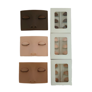 Silicone Face Mannequin <b>Head</b> Lightweight Lash Extension <b>Training</b> <b>Head</b> with Layered Practice Lashes - Product Image 1