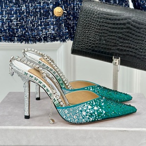 Tacones de aguja de lujo con punta en pico y diamantes de imitación degradados para mujer, sandalias de tacón alto para fiesta de verano - Product Image 2