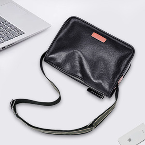 Sac à bandoulière en cuir véritable pour hommes, noir, en cuir de vache de première qualité, grande capacité, sac à bandoulière pour les déplacements professionnels, durable, imperméable - Product Image 4