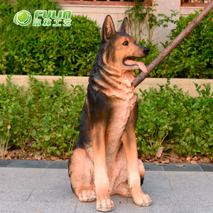 Patung Anjing German Shepherd Ukuran Asli dari Resin untuk Dekorasi Taman dan Lanskap Luar Ruangan - Product Image 5
