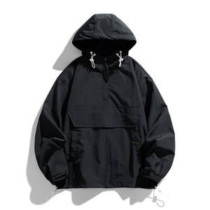 Chaqueta Anorak Impermeable Personalizada con Cremallera de 1/4, Sudadera con Capucha, Cortavientos para Hombre, Chaqueta Anorak para Primavera y Otoño, Chaqueta Urbana para Hombre - Product Image 5