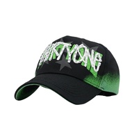 Sombrero G5 Gorra de Béisbol Deportiva de 5 Paneles, Unisex, Diseño Degradado Verde con Letra Bordada en 3D con Pedrería, Cierre de un Solo Botón