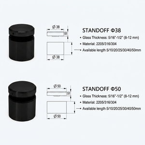 <span class=keywords><strong>Kit</strong></span> de fixation <span class=keywords><strong>pour</strong></span> verre de volière <span class=keywords><strong>en</strong></span> verre noir mat sur mesure, avec plaques <span class=keywords><strong>en</strong></span> acier inoxydable noires et trous pré-percés, à commande sur mesure - Product Image 4