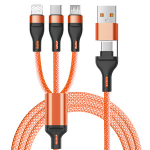 4-Trong-1 Đa Chức Năng Nylon Bện USB-C Loại C Cáp Dữ Liệu 6A USB Sạc Cho Máy In <span class=keywords><strong>Android</strong></span> Máy Tính 4-Trong-1 Điện Thoại Di Động - Product Image 1