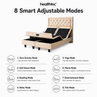 Lit réglable à gravité zéro avec cadre métallique, télécommande sans fil, massage par vibration, recharge USB
