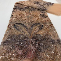 Dégradé de couleur mode chaîne respirant 100% Polyester tissé broderie tissu maille perle Tube lourd Sequin femmes robe de mariée