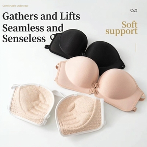 Sujetador sin tirantes con doble soporte frontal para mujer, push-up con aros, bustier sin espalda para lencería de tallas grandes, venta al por mayor - Product Image 1