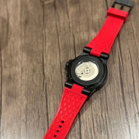 MKOriginals Racing – montre mécanique pour hommes, cadran squelette, chronographe, date de la semaine, bracelet en caoutchouc rouge, étanche, montre-bracelet de Sport pour hommes