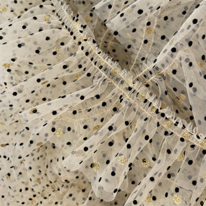 Larghezza 8 cm nastro poliestere oro nero a pois pizzo Chiffon <span class=keywords><strong>con</strong></span> volant morbido pizzo a rete per abito polsino bordo orlo - Product Image 1