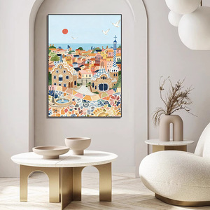 Stampa su tela ispirata a <span class=keywords><strong>Matisse</strong></span>: Arte murale con porta costiera, scena mediterranea da spiaggia, decorazione moderna per soggiorno e camera da letto - Product Image 3
